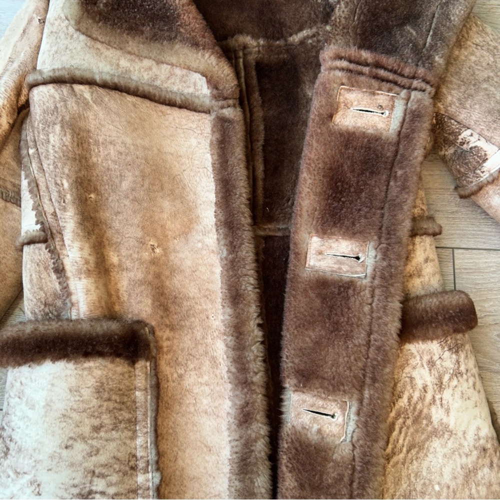 Vintage Rice Sportswear Genuine Shearling Sheepskin Leather Coat - Picture 8 of 16